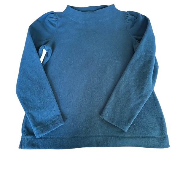 Talbots Teal Blue Puff Sleeve Fleece Sweatshirt Size S Medium Mock Neck - Picture 7 of 11
